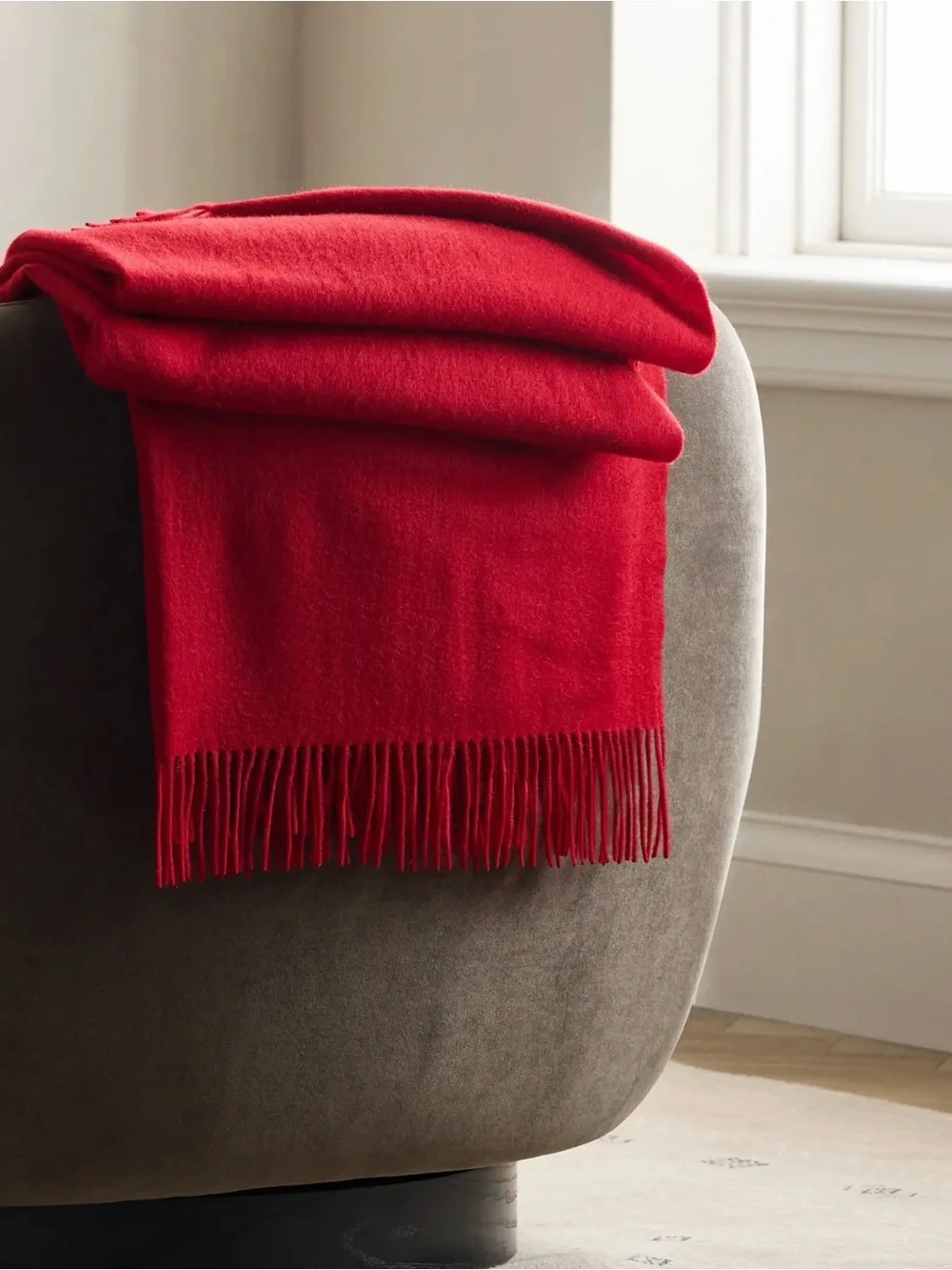 Quince Mongolian Cashmere Throw - Red, 50x70 - Retail $164